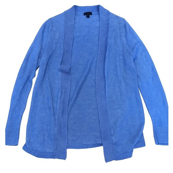 Talbots Petites 100% Linen Open Front Cardigan Sweater Blue Size MP - Picture 1 of 7